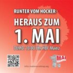 Runter vom Hocker - Heraus zum 1. Mai - Maibuendnis Mainz Bierdeckel 2024